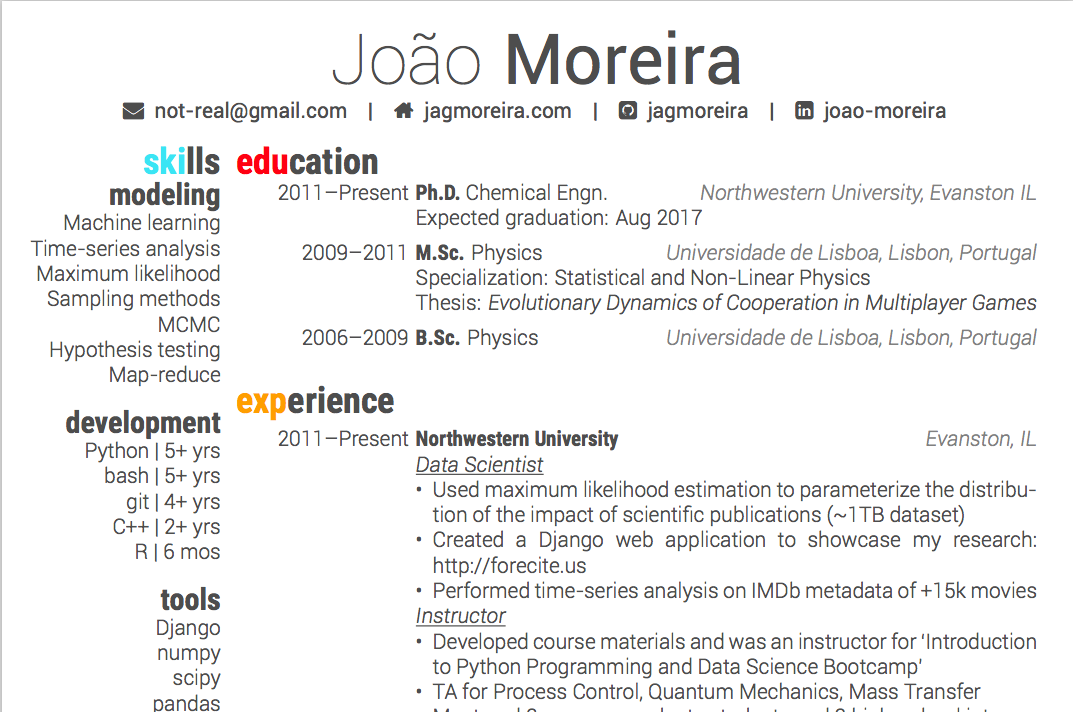 I Wrote A Latex Cv Template Joao Moreira Data Scientist